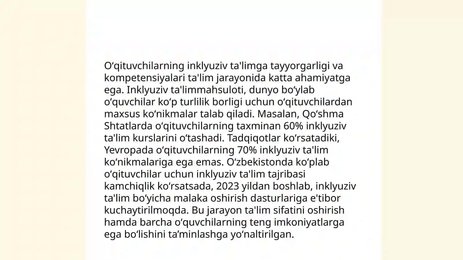 Inklyuziv ta'lim muammolarini oʻrganish 4