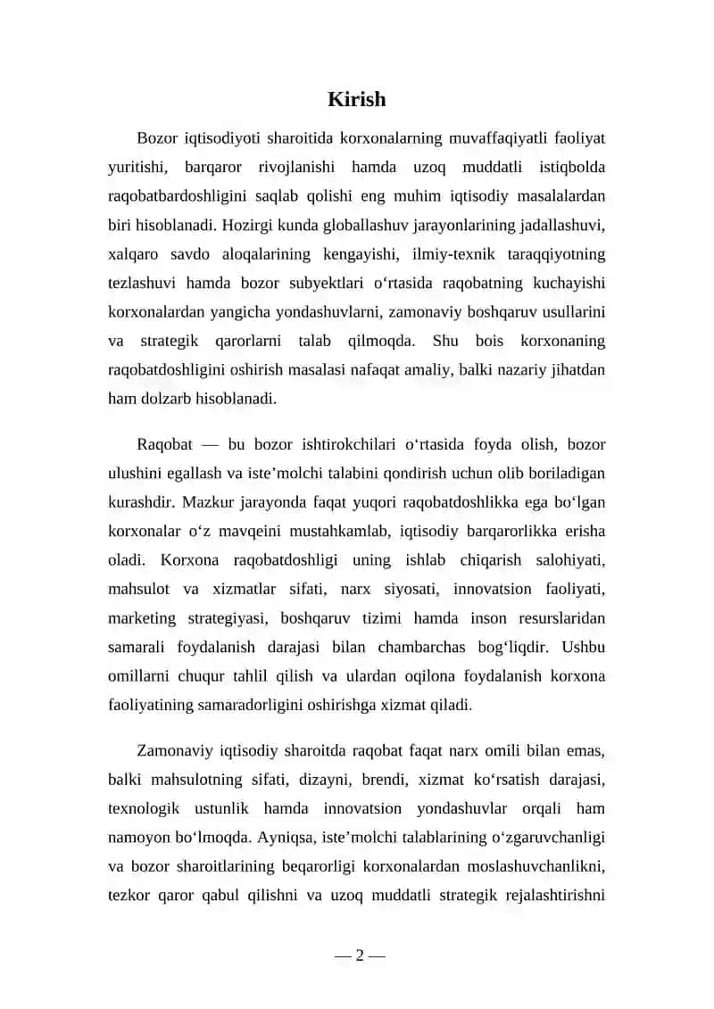 Korxonaning raqobatdoshligini oshirish omillari 4