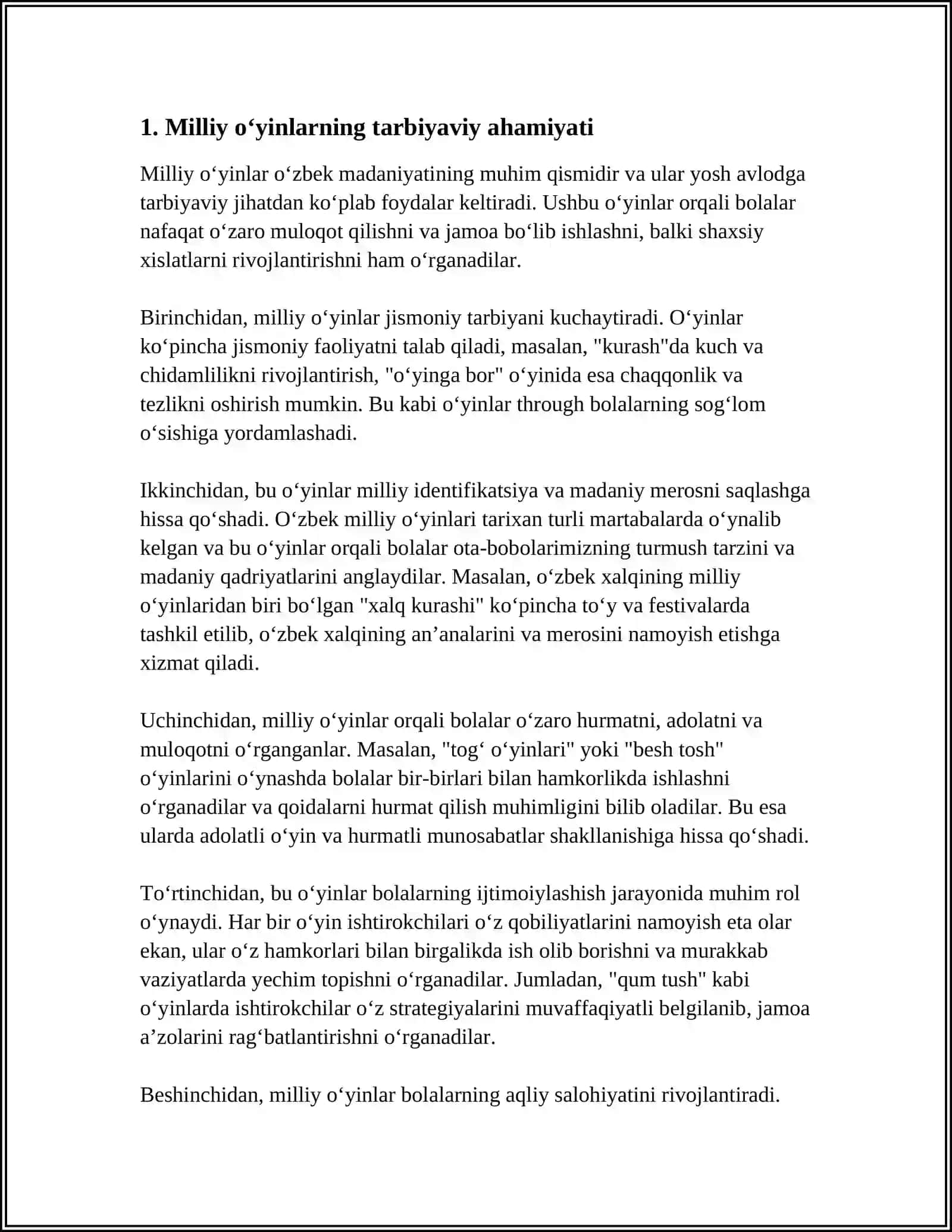 DARSDAN TASHQARI MASHGULOTLARDA MILLIY HARAKATLI OʻYINLARDAN FOYDALANISH 4