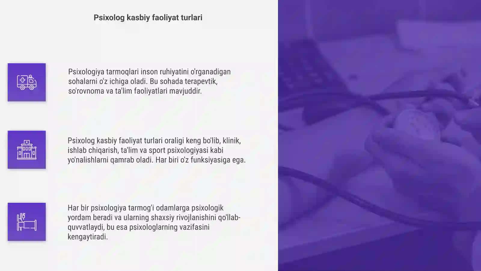 Psixologiya tarmoqlari va psixolog kasbiy faoliyati 4