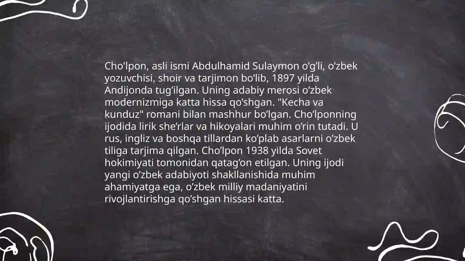Cho'lpon hayoti va ichodi 4