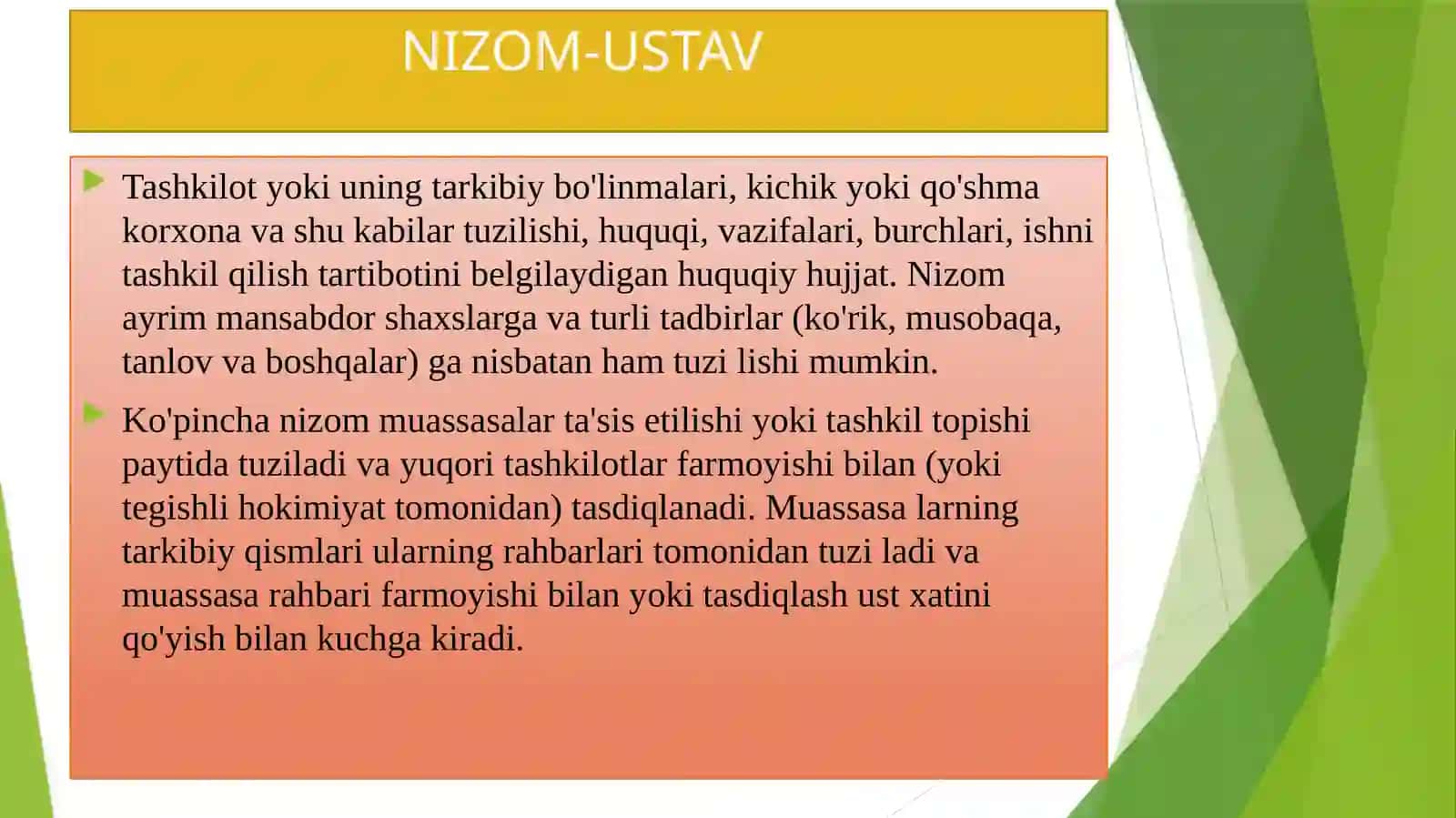 Yoʻriqnoma,nizom-ustav va shartnomalarning oʻzaro farqlari 4