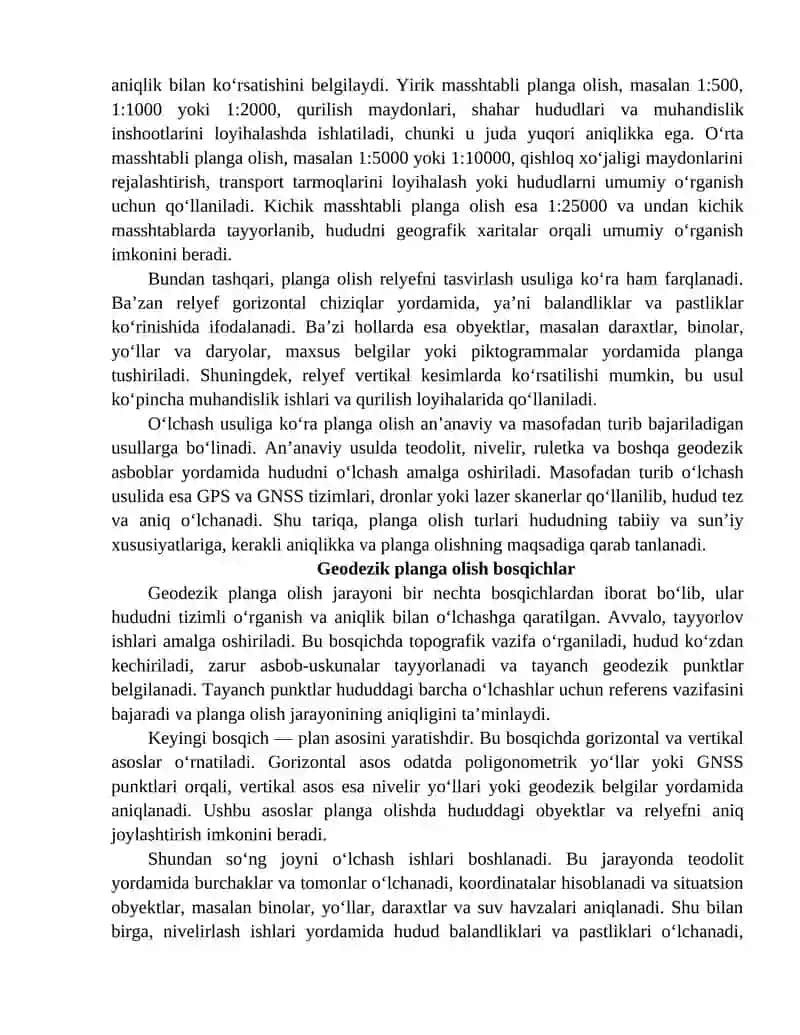 Geodezik planga olish 4