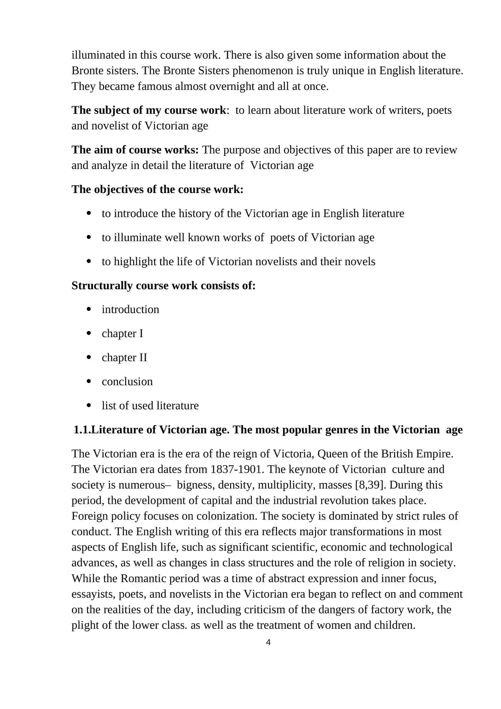 Course Work on Victorian Age Literature 4