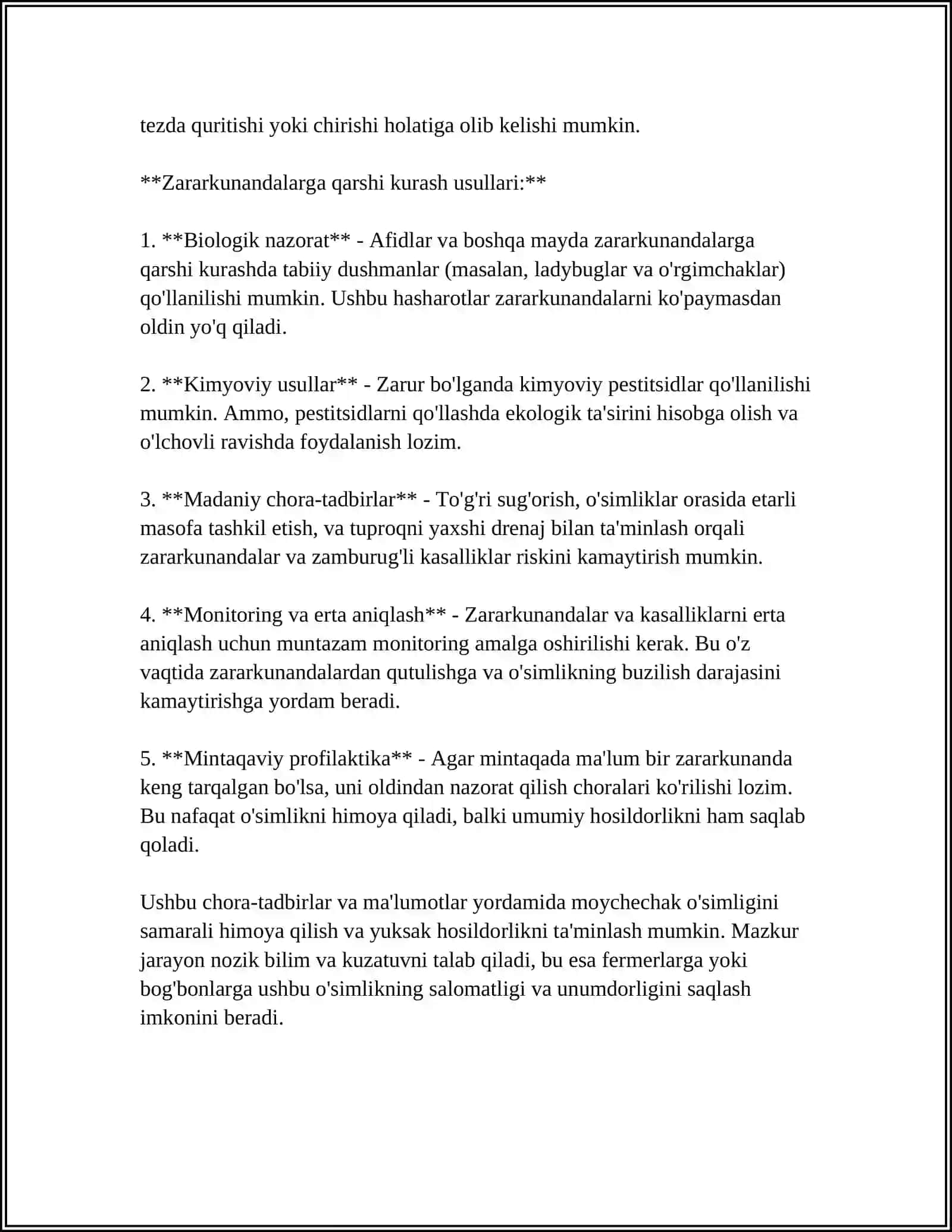 MOYCHECHAK O'SIMLIKGINING ZARARKUNANDALARI 4