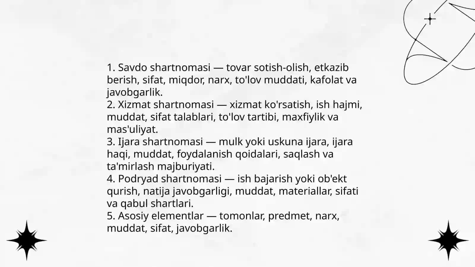 Tadbirkorlik Faoliyatida Bitmlar va shartnomalar 4