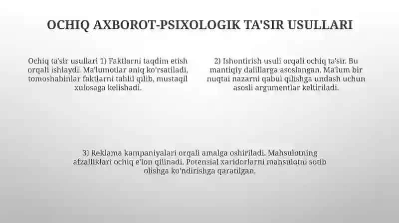 Axborotli-psixologik ta’sir usullari 4