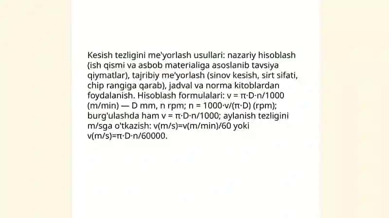 Kesishni maromini me'yorlash 4