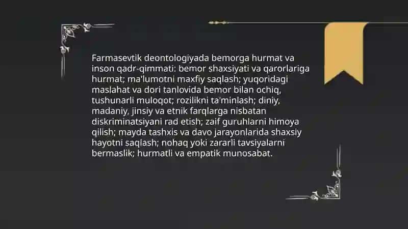Farmasevtik deontologiyaning umumiy talablari 4