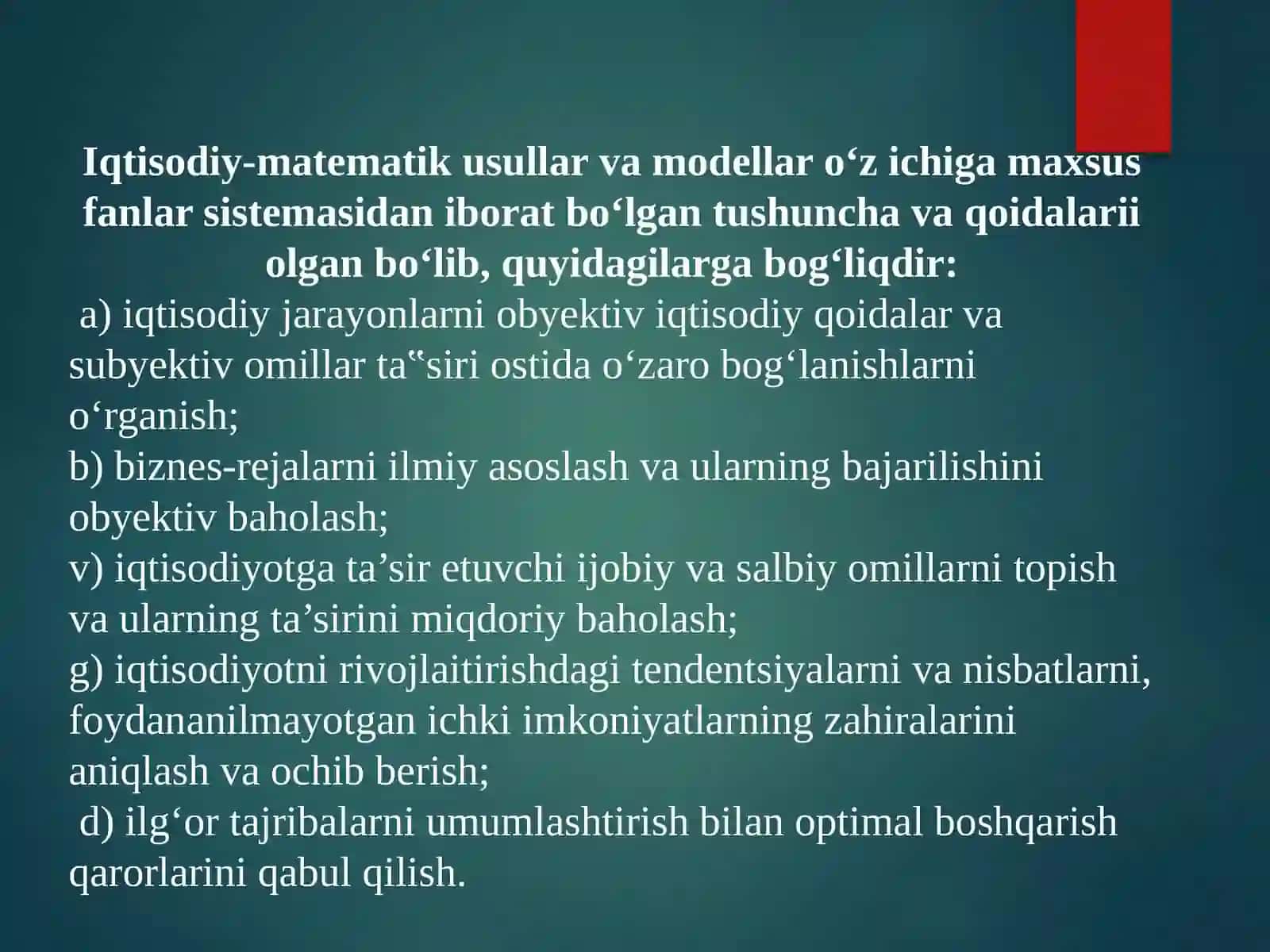 Modellashtirishning Iqtisodiy-Matematik Asoslari 4