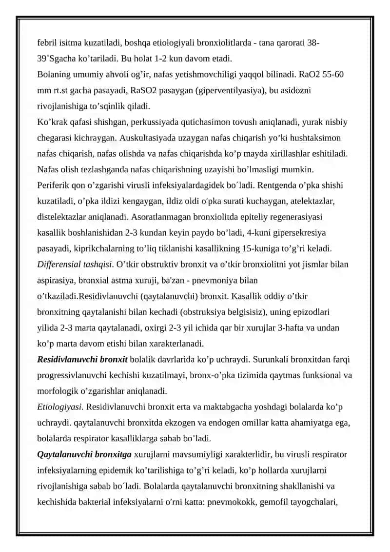 O'tkir obstruktiv bronxit va bronxiolit 4