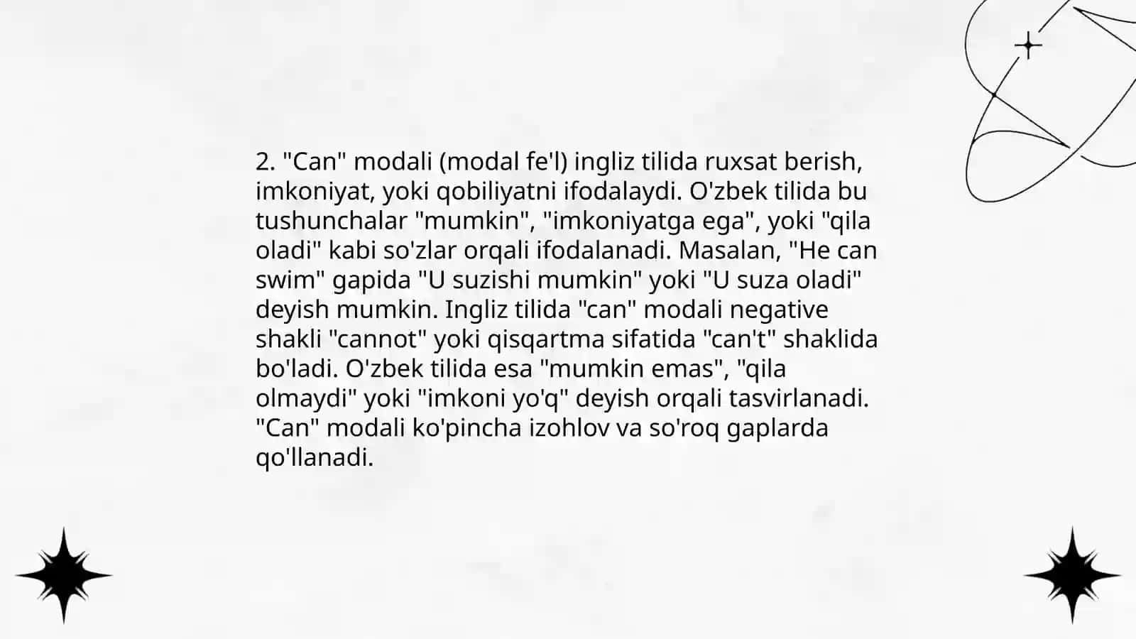 Modallar bilan ishlatiladigan fe'llar 4