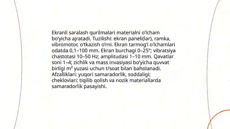 Oʻlchamli navlarga ajratish qurilmalari 4