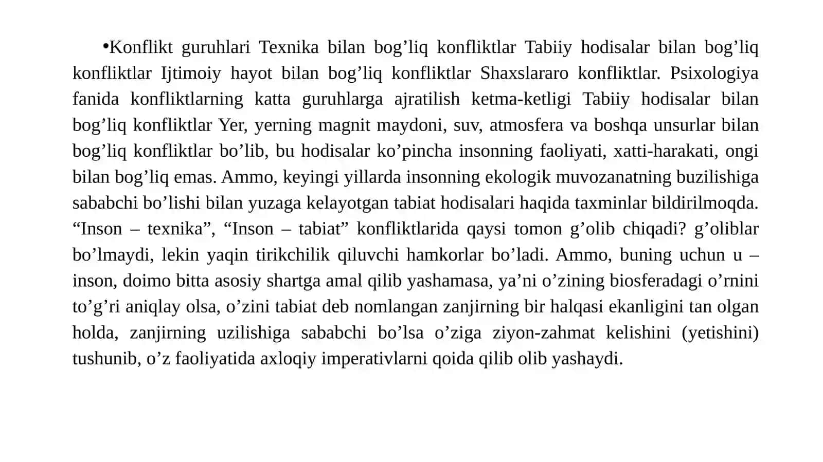 Konfliktlarning turlari va sabablari 4