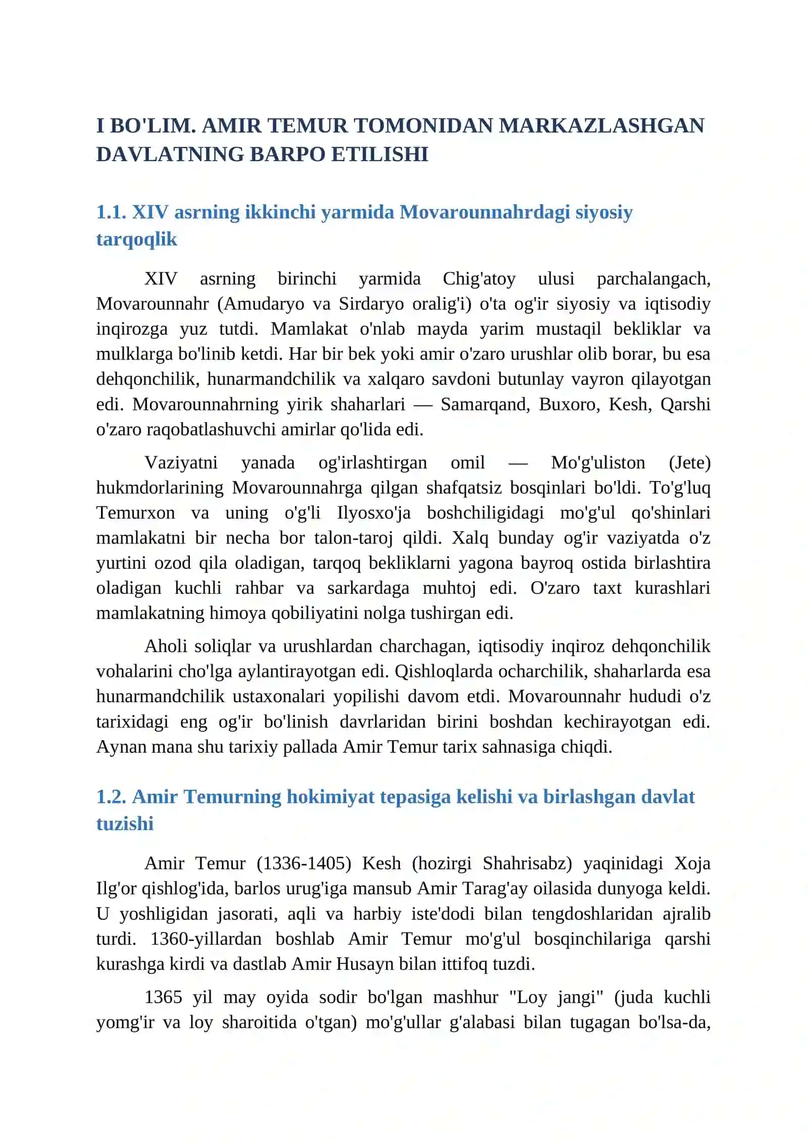 AMIR TEMUR VA TEMURIYLAR DAVRIDA DAVLATChILIK VA MADANIY TARAQQIYOT REFERAT 4