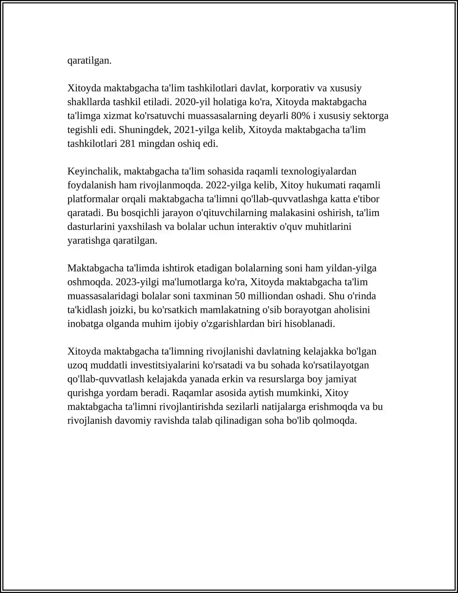 XITOYDA MAKTABGACHA TALIM TIZIMI 4