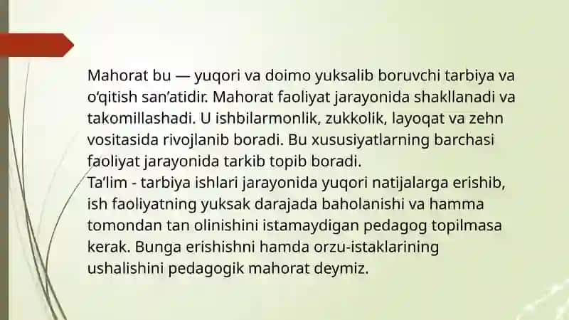 Pedagogik mahorat asoslari va uning tarkibiy qismlari 4