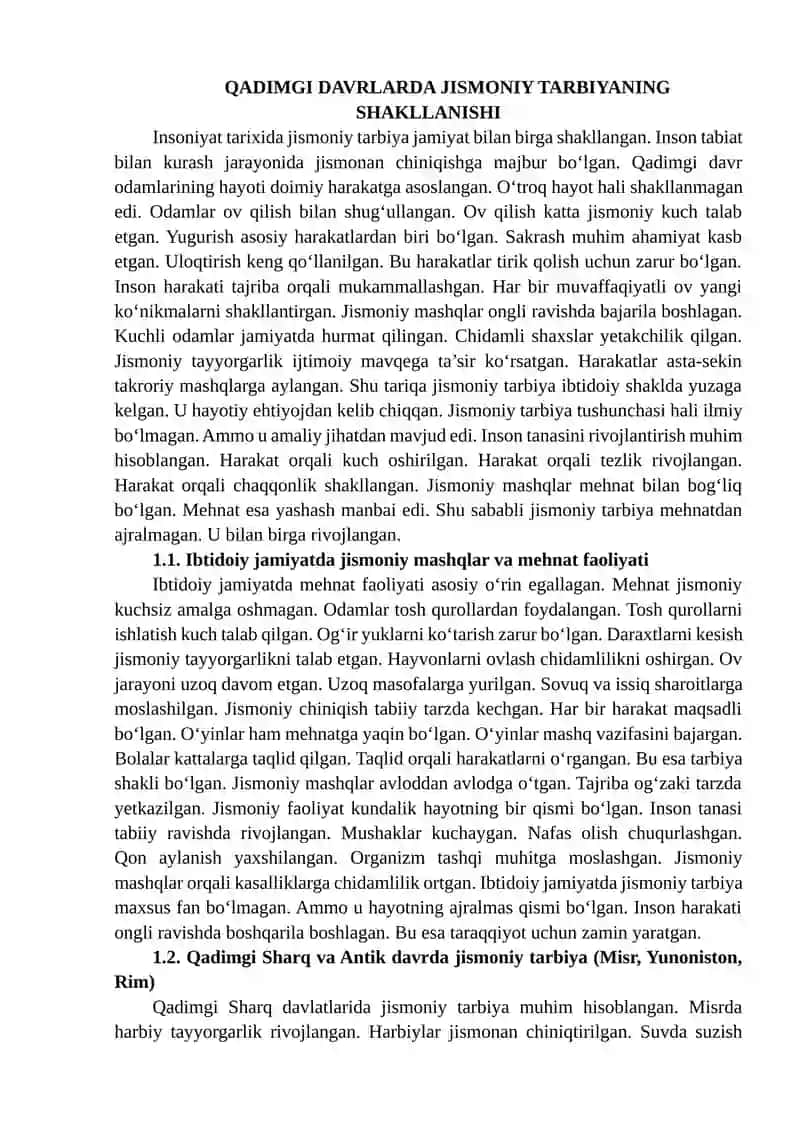 Jismoniy tarbiyaning vujudga kelish tarixi 4