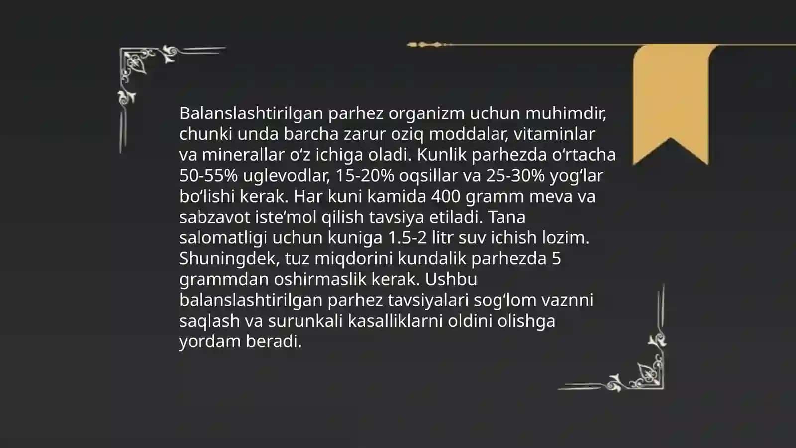 Sog'lom ovqatlanish tamoyillari 4