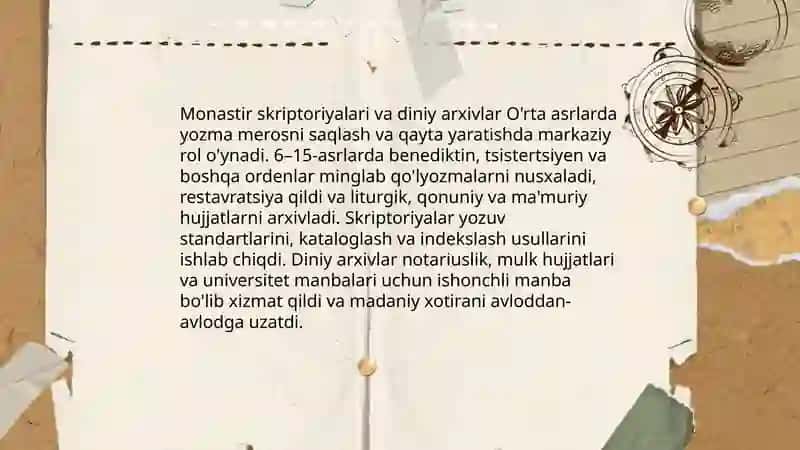 O'rta asrlarda arxiv ishi tarixi 4