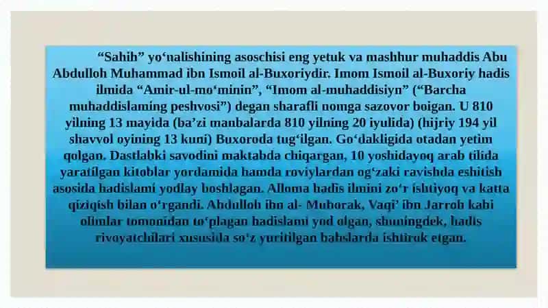 Imom al-Buxoriyning pedagogik g’oyalari 4