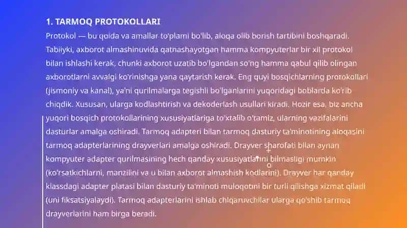 KOMPYUTER TARMOG’INING PROTOKOLLARI 4