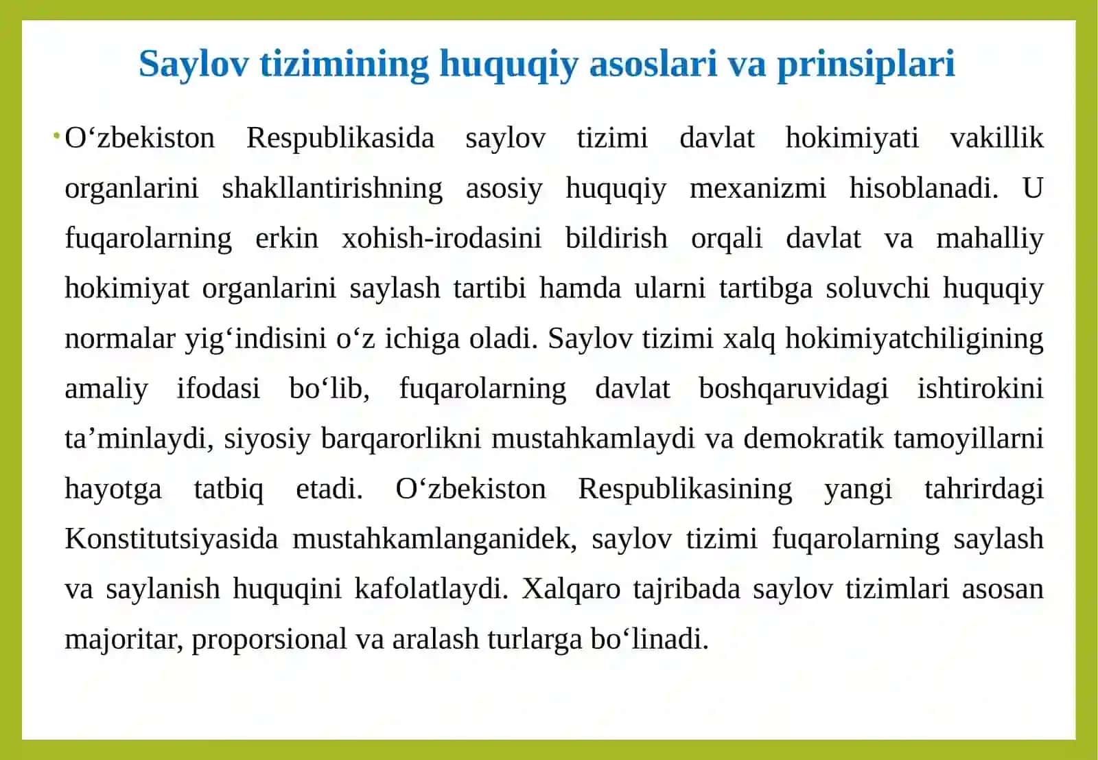 O‘zbekiston Respublikasidagi saylov tizimi 4