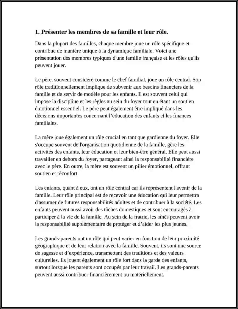 Présenter les membres de sa famille et leur rôle 4
