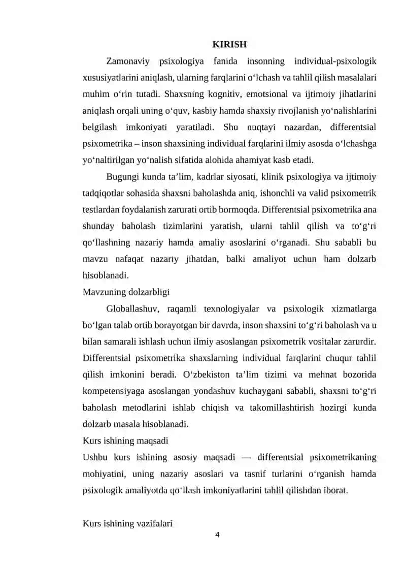 DIFFERENTIAL PSIХOMETRIKA TASNIFI 4