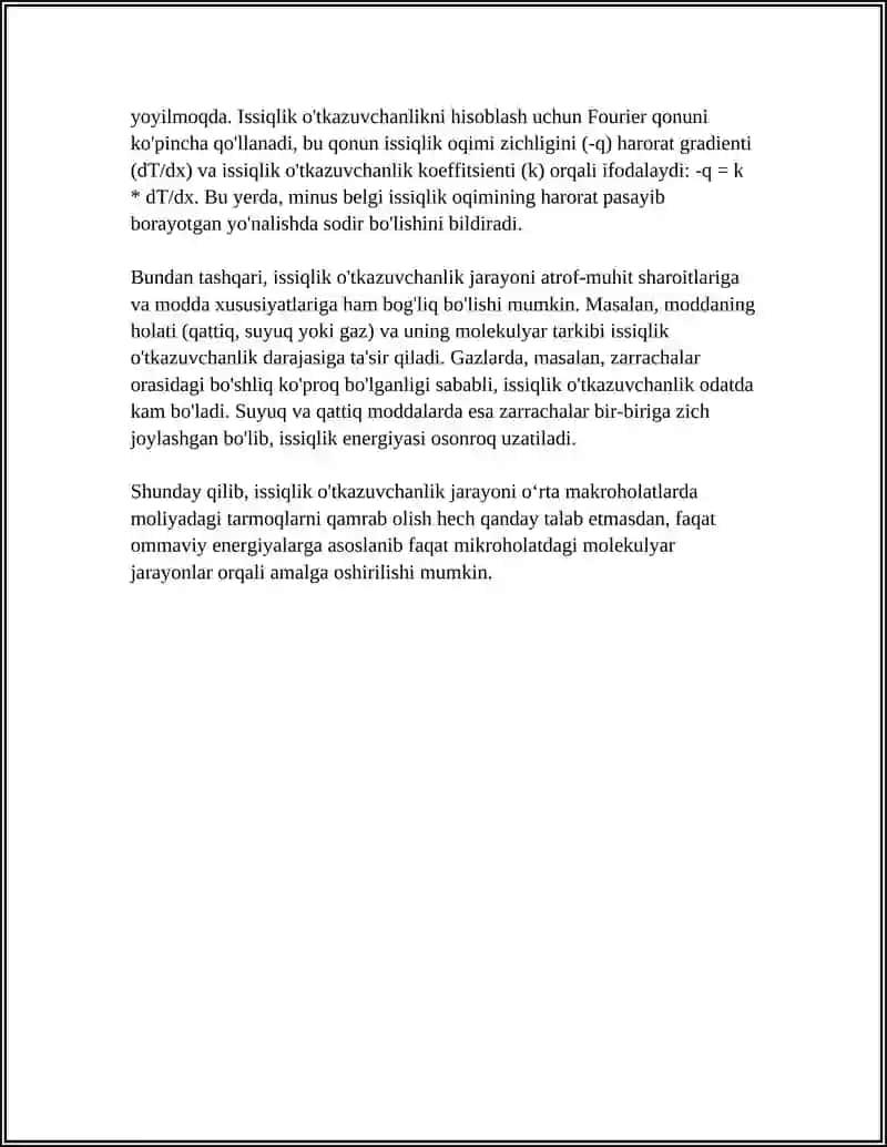 Issiqlik o‘tkazuvchanlik 4