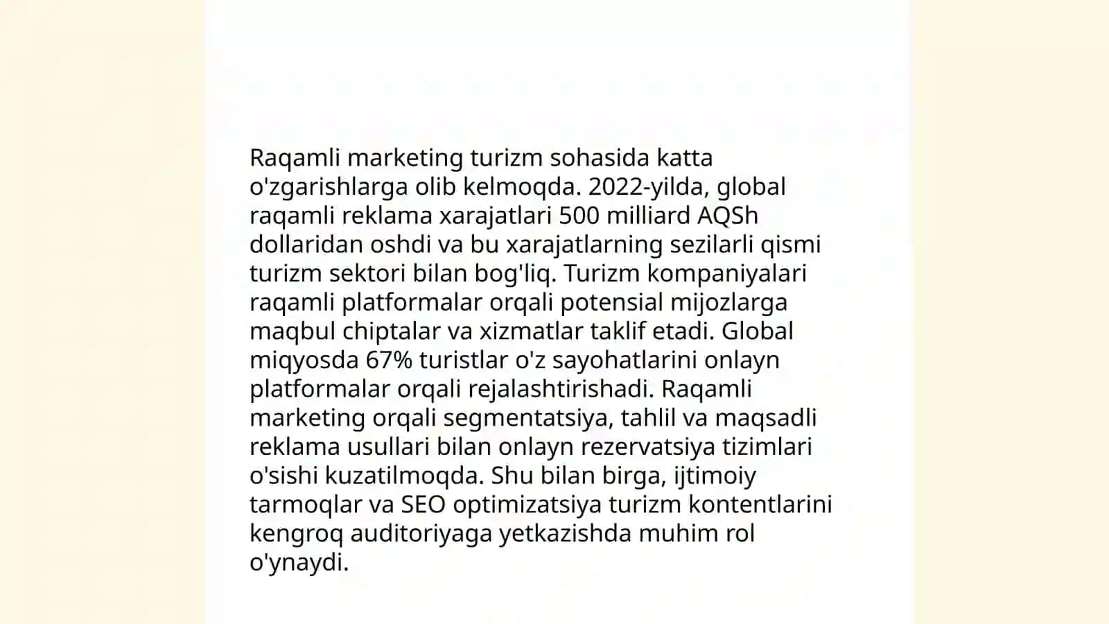Turizmda marketing sohasida prezentatsiya 4