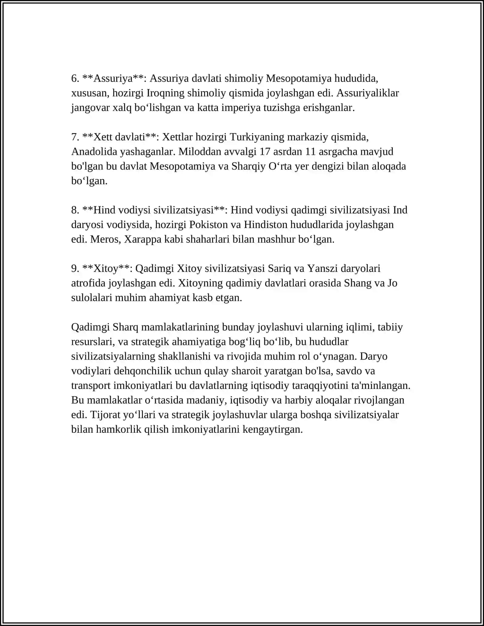 MUSTAQIL ISH Mavzu: QADIMGI SHARQ TARIXI 4