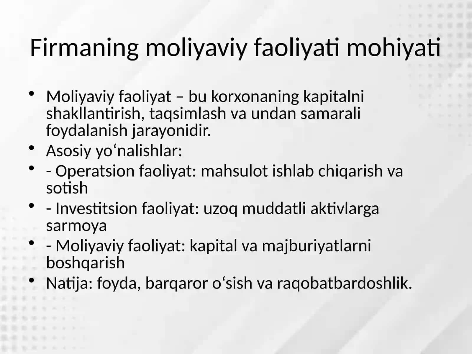 Firmaning moliyaviy faoliyatini baholash 4