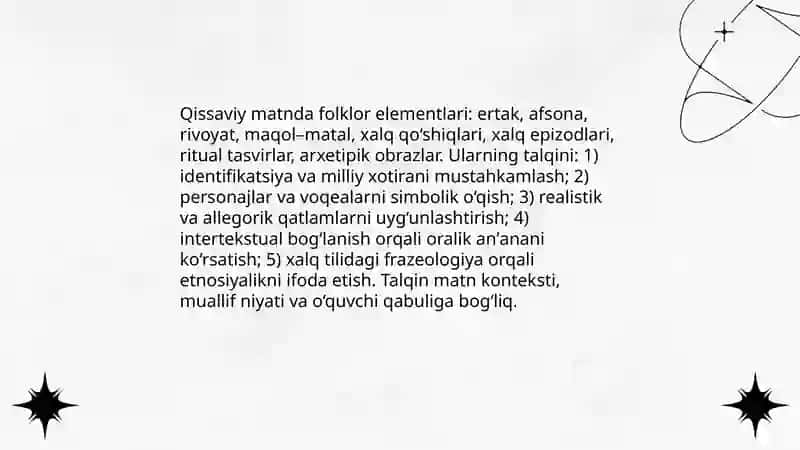qissada milliy an'ana talqini 4