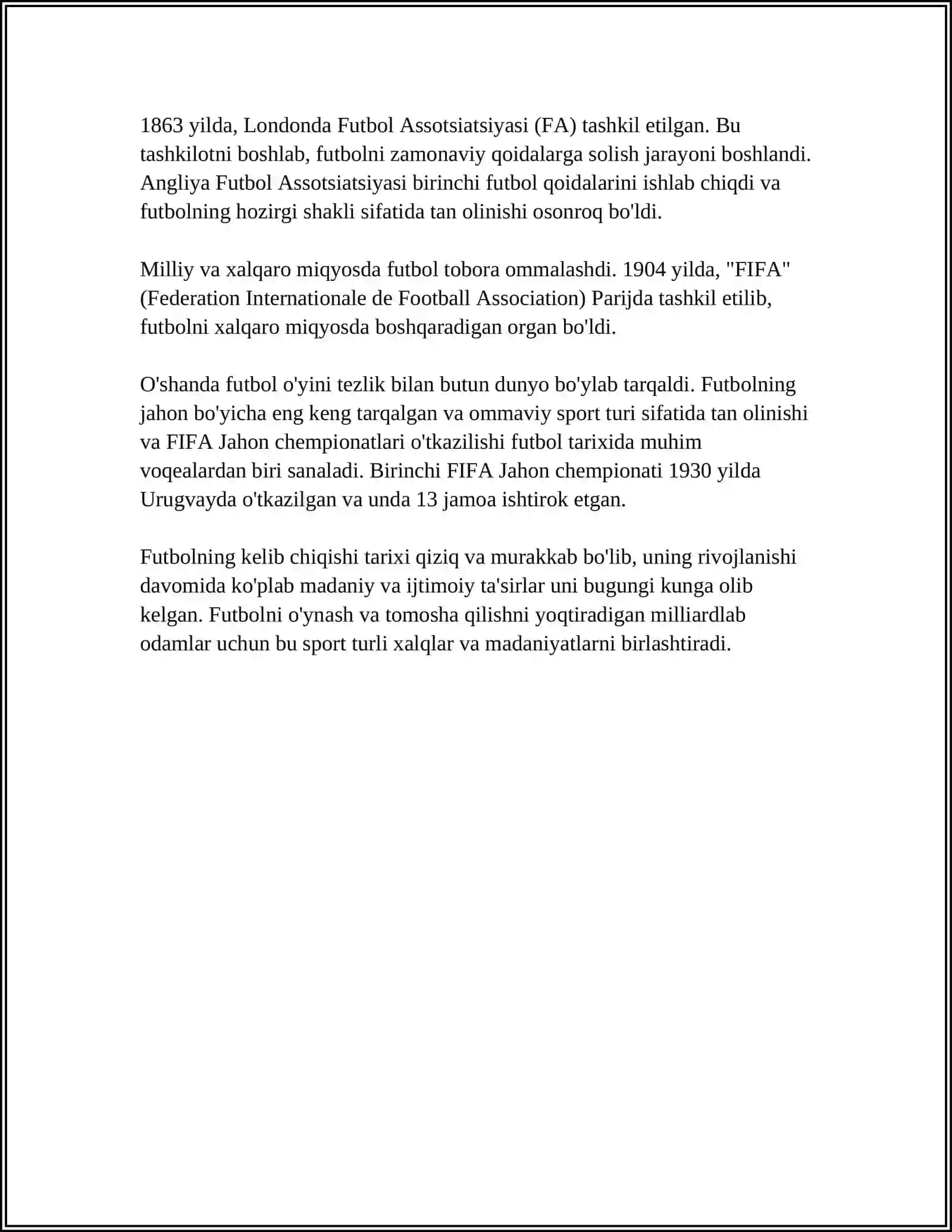 FUDBAL TARIXI VA RIVOJLANISHI 4