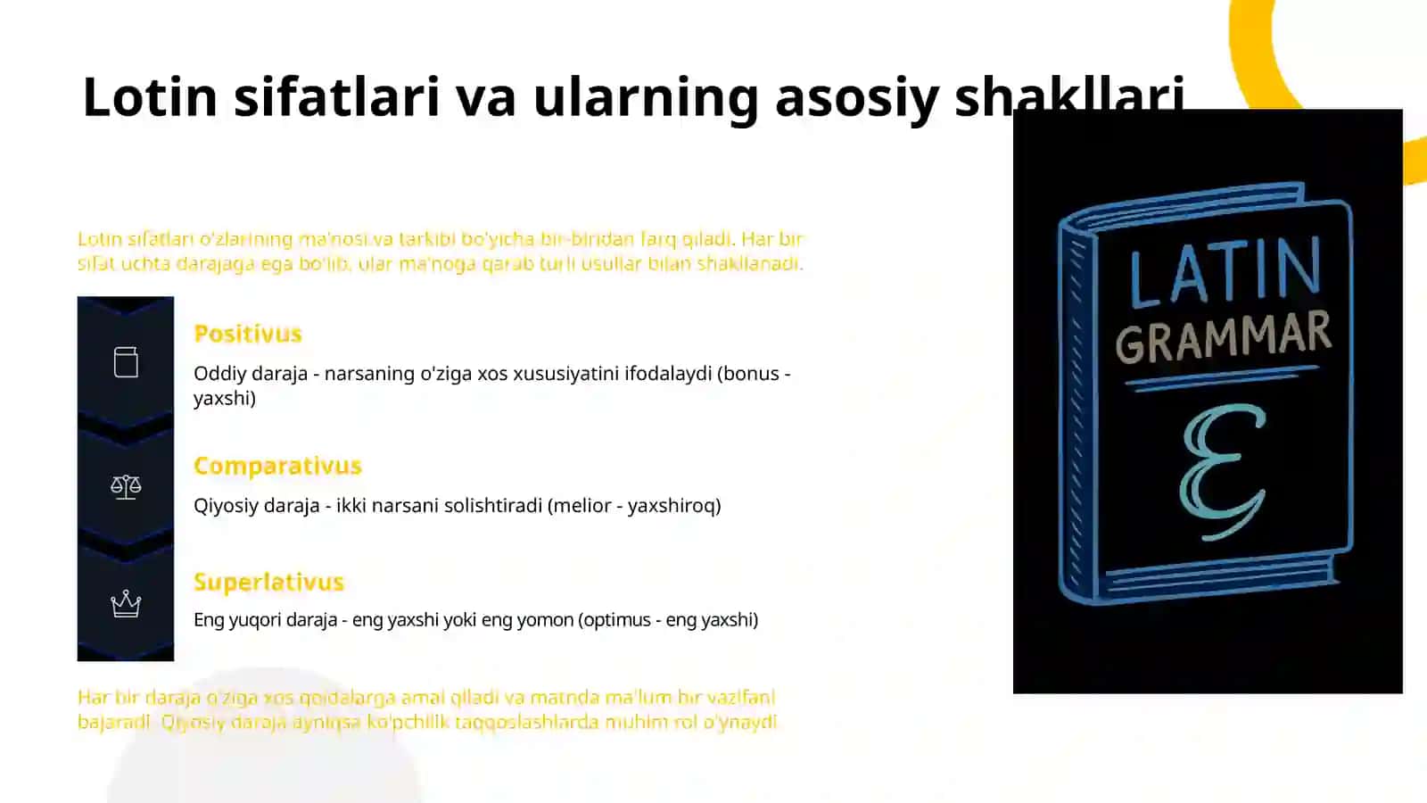 Lotin tilidagi sifatlar darajalari 4