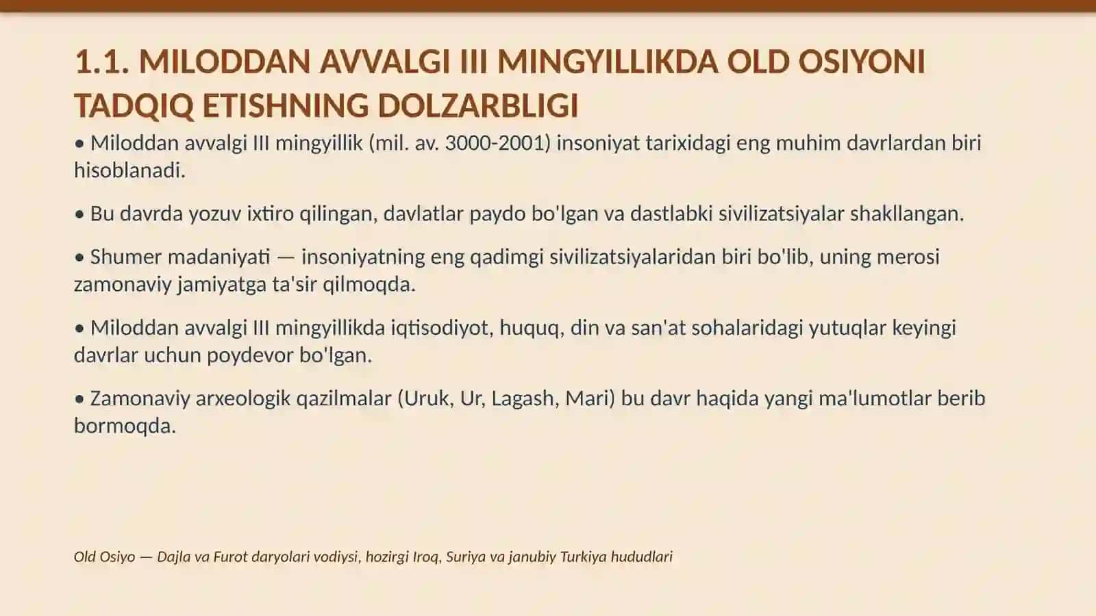 Miloddan avvalgi III mingyillikda Old Osiyo 4