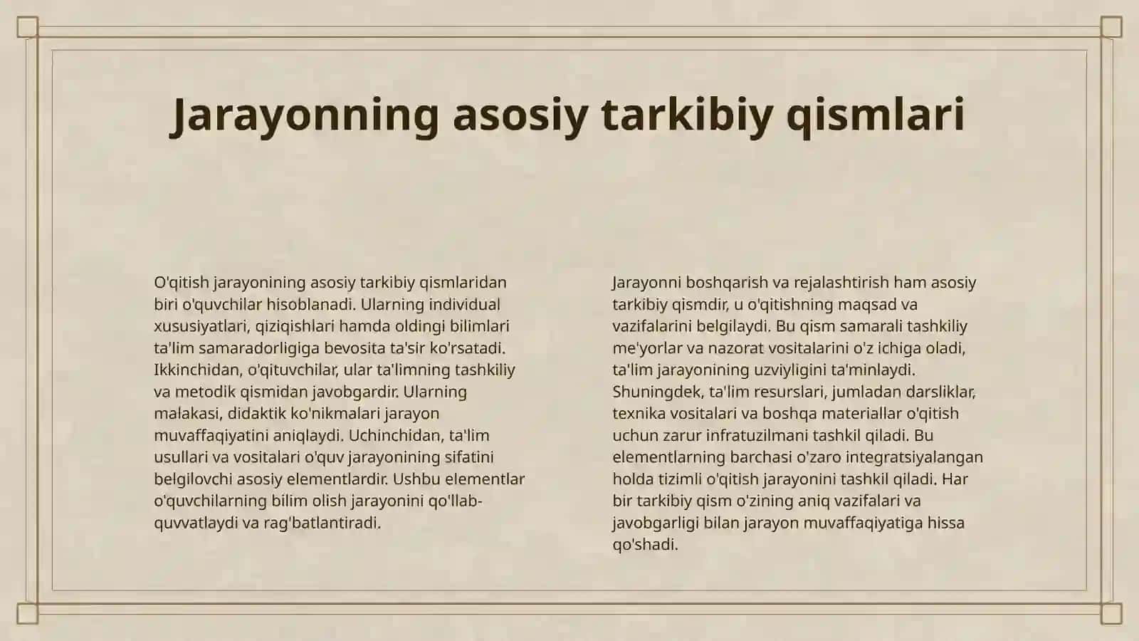 O'QITISH JARAYONI YAXLIT TIZIM SIFATIDA 4