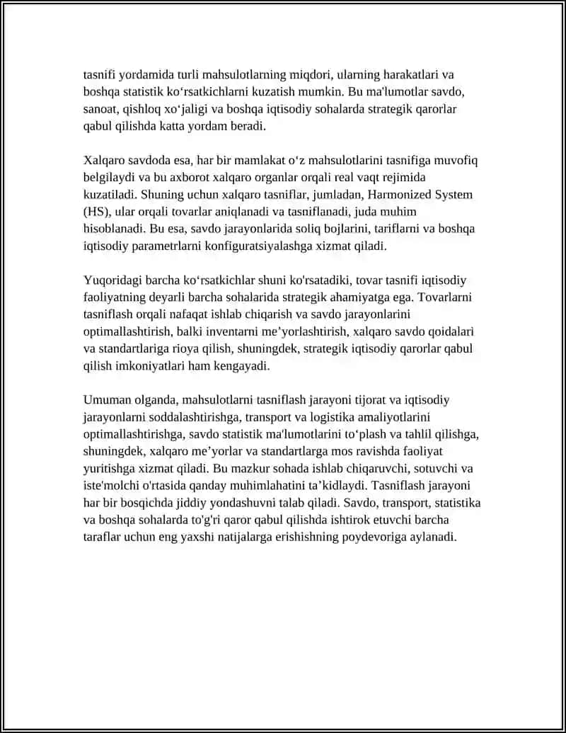 YUKLARNING TOVAR TASNIFI 4