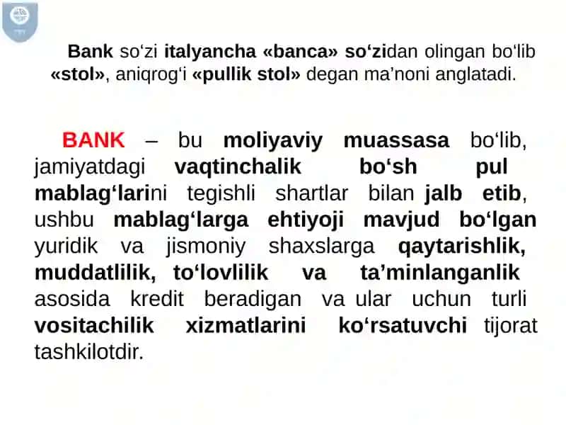 Banklarning kelib chiqishi va bank tizimi. 4