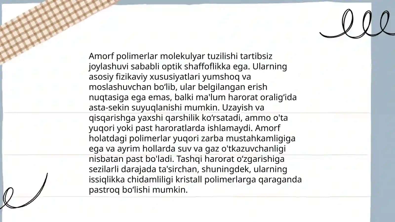 Amorf polimerlarning uch fizik holati 4