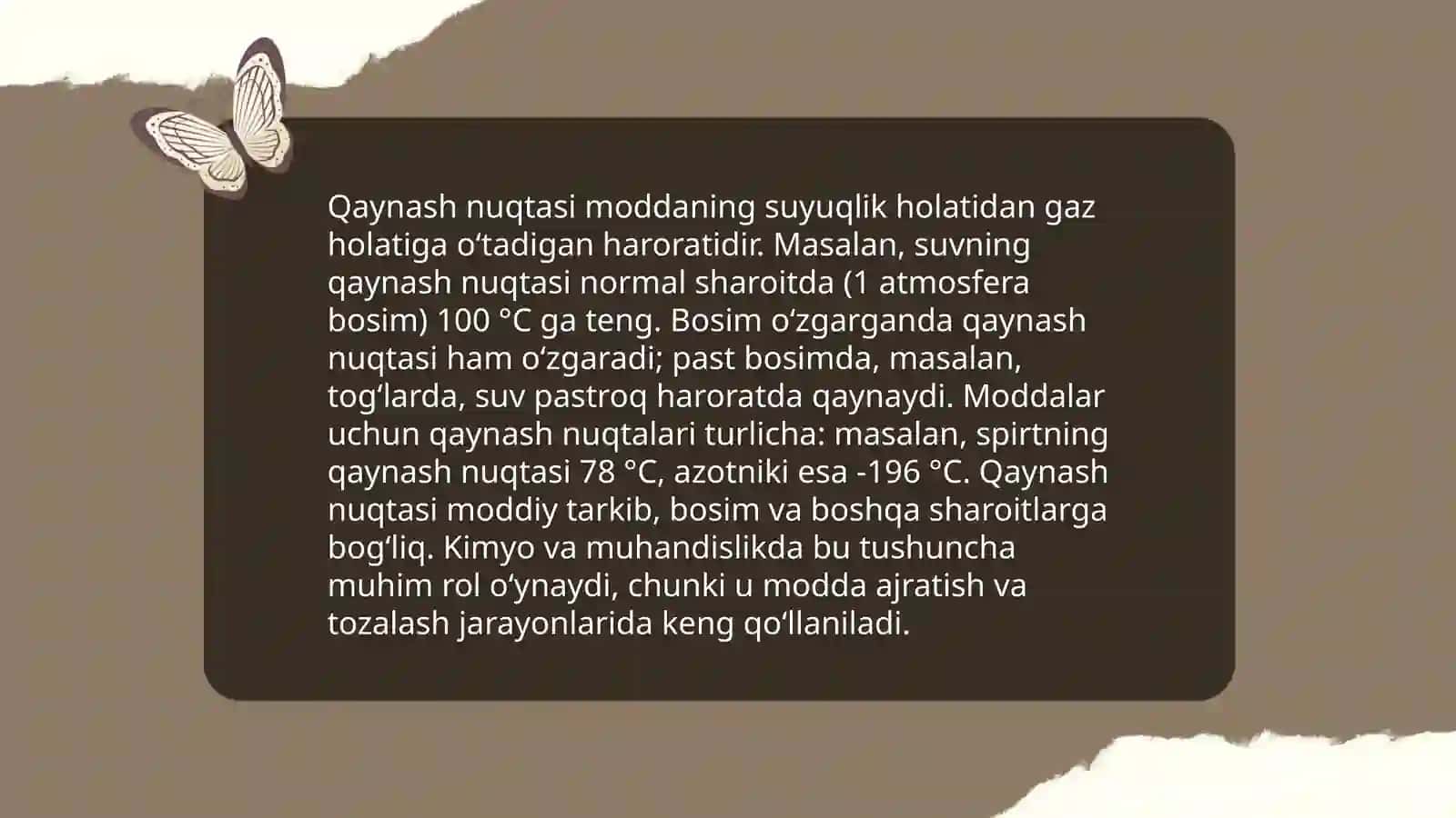 Suyuqlikning bugʻlanish va qaynash.Osmotik bosim 4