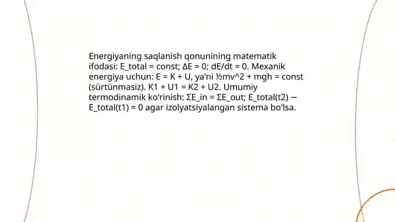 Energiyaning saqlanish qonuni 4