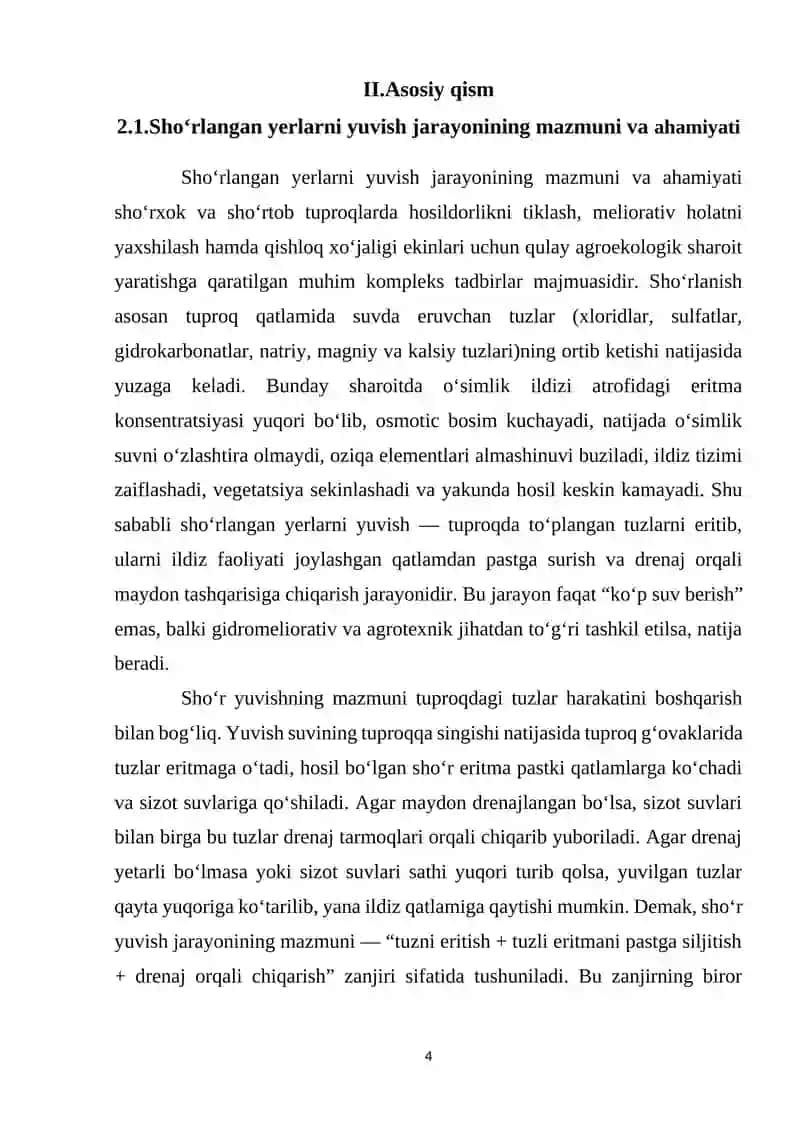 Sho'rlangan yerlarni yuvish samaradorligini oshirish 4