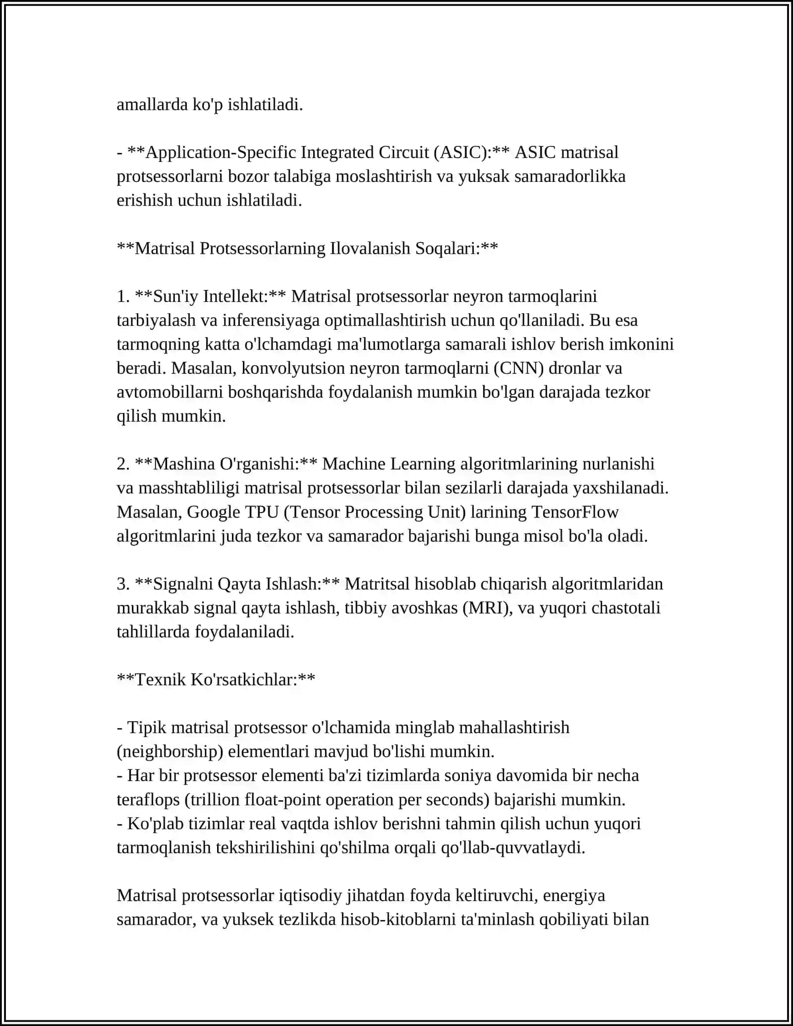 MATRISALI VA VEKTORLI PROSESSORLAR 4