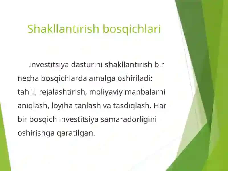 Investitsiya dasturini shakllantirish tartibi 4