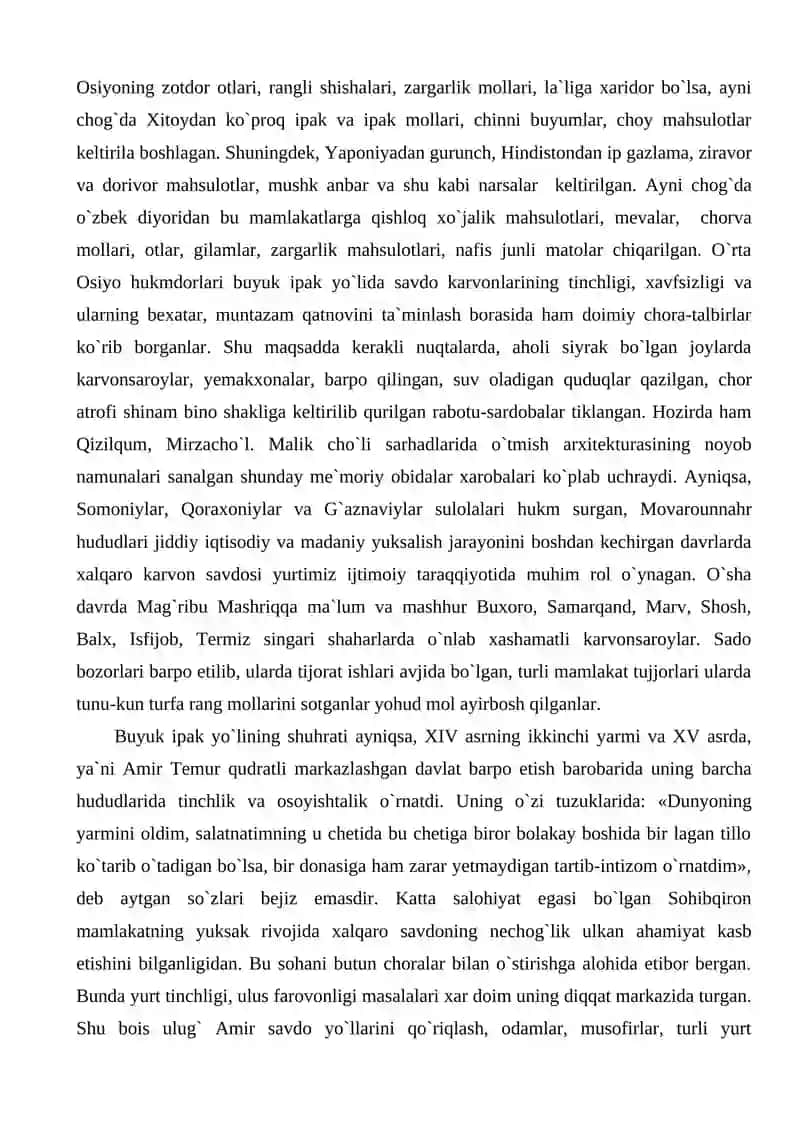 Buyuk Ipak yo`lining shakllanishi va rivojlanish bosqichlari 4