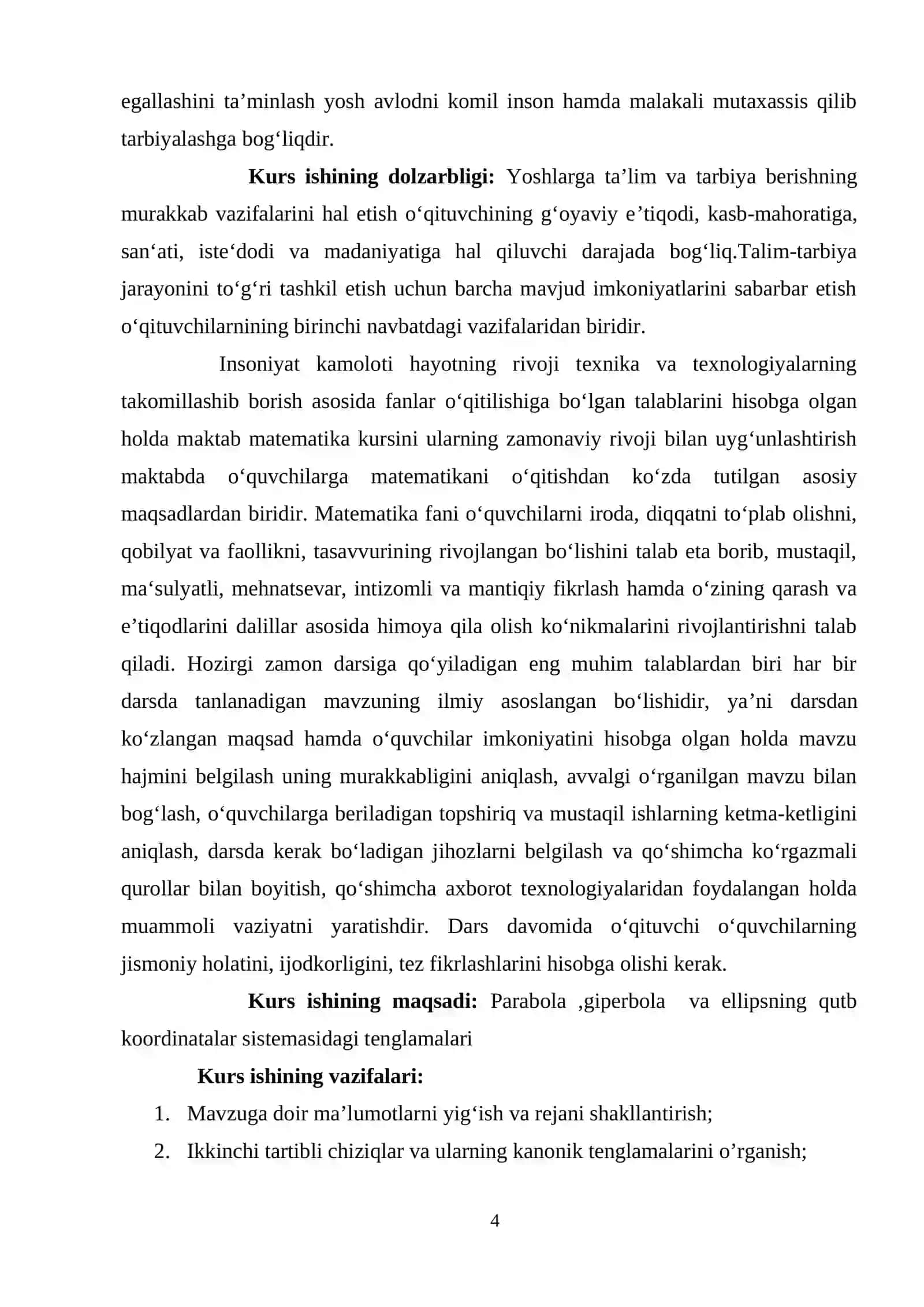 Parabola, giperbola va ellipsning qutb koordinatalar sistemasidagi tenglamalari 4