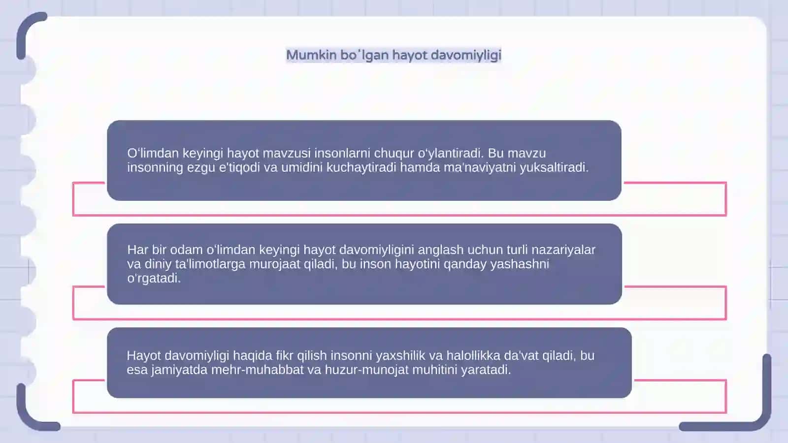 Oʻlimdan keyingi hayot kitobi mavzusida 7 varoqlik prizintatsiya 4