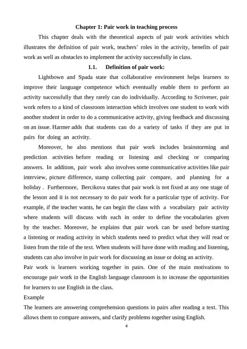 THE ADVANTAGES AND DISADVANTAGES OF PAIR AND GROUP WORK IN TEACHING PROCESS 4